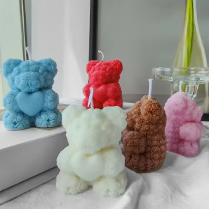 Cute Rose Bear Candle Romantic Cute Soy Wax Aromatherapy Small Scented Relaxing Birthday Wedding Party Gift Home Decor