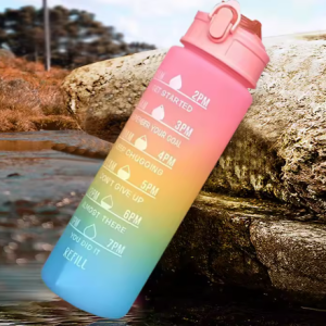 900ml Drink Water Bottle Motivational Sports Water Bottle with Time Marker Leak-Proof Cup for Outdoor Sport Fitness BPA Free