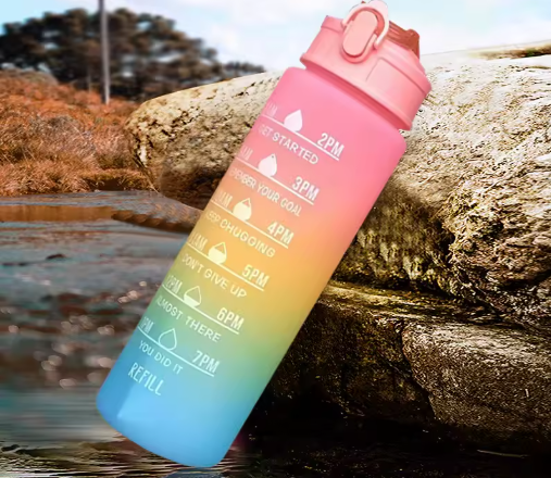 900ml Drink Water Bottle Motivational Sports Water Bottle with Time Marker Leak-Proof Cup for Outdoor Sport Fitness BPA Free