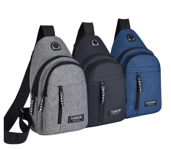 Men's Bag Solid Color Men's Chest Bag Outdoor Casual Fashionable Small Satchel Canvas Handbag Zipper Messenger Fashion Bags